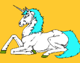 Dibujo Unicornio sentado pintado por yemaya