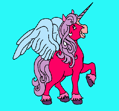 Dibujo Unicornio con alas pintado por uvas