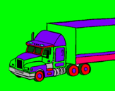 Dibujo Camión tráiler pintado por pito