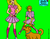 Dibujo Barbie con su perrito y una amiga pintado por lauragd