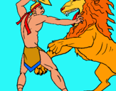 Dibujo Gladiador contra león pintado por enzo4
