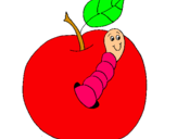 Dibujo Manzana con gusano pintado por magui2009