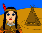 Dibujo India y tepee pintado por hernandearoa