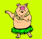 Dibujo Cerdo hawaiano pintado por friloyi