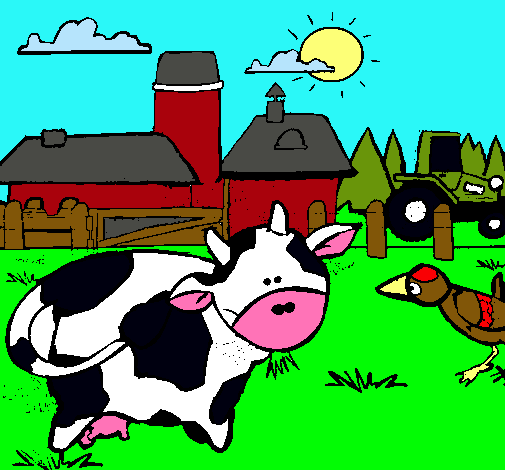 Vaca en la granja