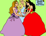 Dibujo Barbie y sus amigas princesas pintado por aslin55