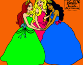 Dibujo Barbie y sus amigas princesas pintado por edurnita32