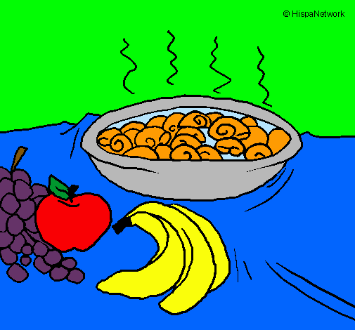 Dibujo Fruta y caracoles a la cazuela pintado por gonmati