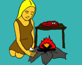 Dibujo Mujer cocinando pintado por astle 
