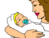 Dibujo Madre con su bebe II pintado por lena01
