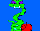 Dibujo Serpiente y manzana pintado por catalt
