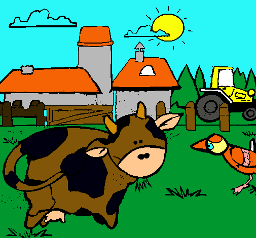 Vaca en la granja