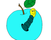 Dibujo Manzana con gusano pintado por SUSINKI