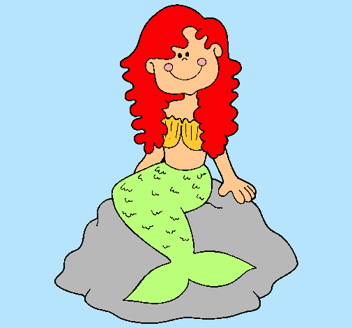Sirena sentada en una roca