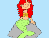 Dibujo Sirena sentada en una roca pintado por xamilita