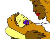 Dibujo Madre con su bebe II pintado por colle