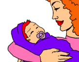 Dibujo Madre con su bebe II pintado por kelizita