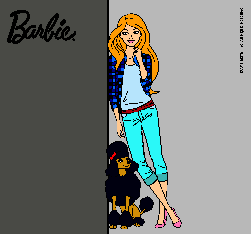 Barbie con cazadora de cuadros