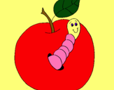 Dibujo Manzana con gusano pintado por genesis222