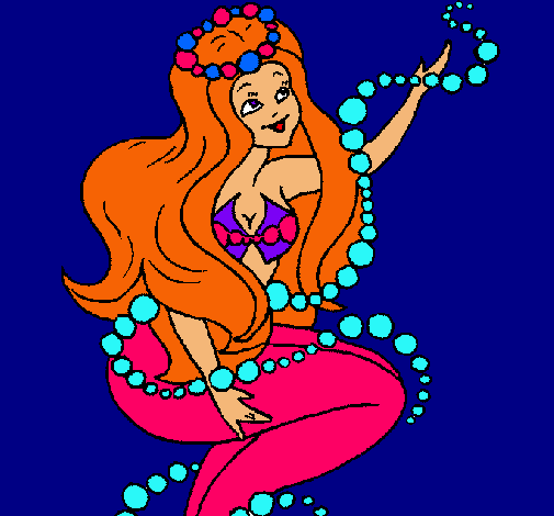 Dibujo Sirena entre burbujas pintado por isabel-11
