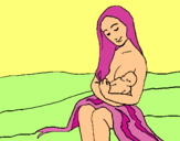 Dibujo Madre con su bebe pintado por steylin