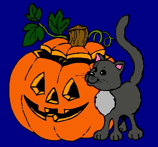 Calabaza y gato