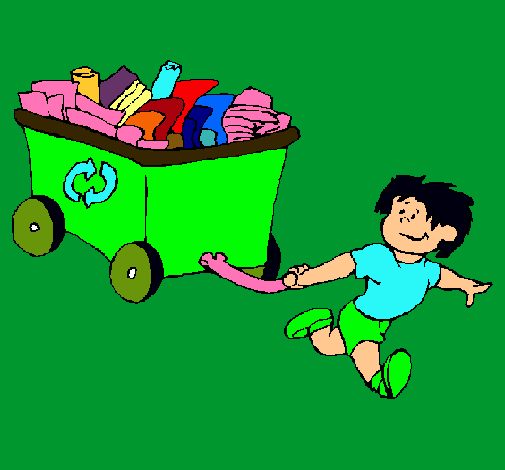 Niño reciclando