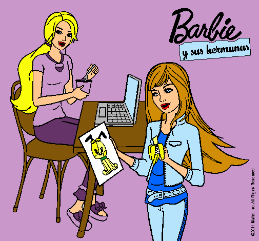 Barbie y su hermana merendando