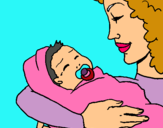 Dibujo Madre con su bebe II pintado por AINA2205