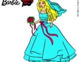 Dibujo Barbie vestida de novia pintado por guacimara