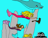 Dibujo Barbie nadando con sirenas pintado por adryana 