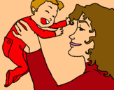 Dibujo Madre con su bebe pintado por dfghj