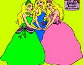 Dibujo Barbie y sus amigas princesas pintado por Sofia07