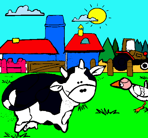 Vaca en la granja