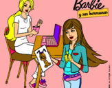 Dibujo Barbie y su hermana merendando pintado por Briisita