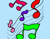 Dibujo Notas en la escala musical pintado por larita567