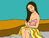 Dibujo Madre con su bebe pintado por mamis13