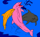 Dibujo Delfines jugando pintado por simao