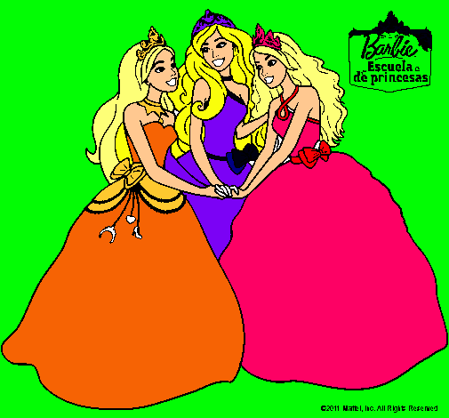 Dibujo Barbie y sus amigas princesas pintado por Lyly12