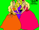 Dibujo Barbie y sus amigas princesas pintado por Lyly12
