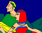 Dibujo César y Cleopatra pintado por melosa