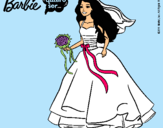 Dibujo Barbie vestida de novia pintado por azui