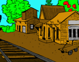 Dibujo Estación de tren pintado por antiguo
