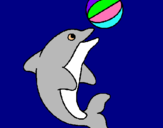 Dibujo Delfín jugando con una pelota pintado por lucia3