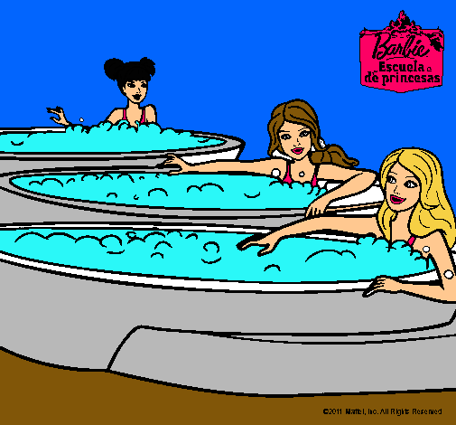 Barbie y sus amigas en el jacuzzi