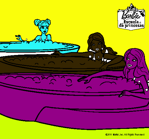 Barbie y sus amigas en el jacuzzi