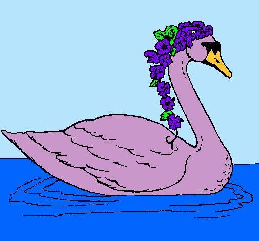 Cisne con flores