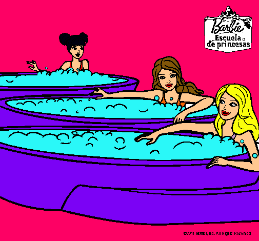 Barbie y sus amigas en el jacuzzi