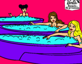 Dibujo Barbie y sus amigas en el jacuzzi pintado por baineshon