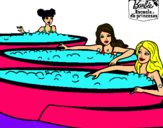 Dibujo Barbie y sus amigas en el jacuzzi pintado por perrota